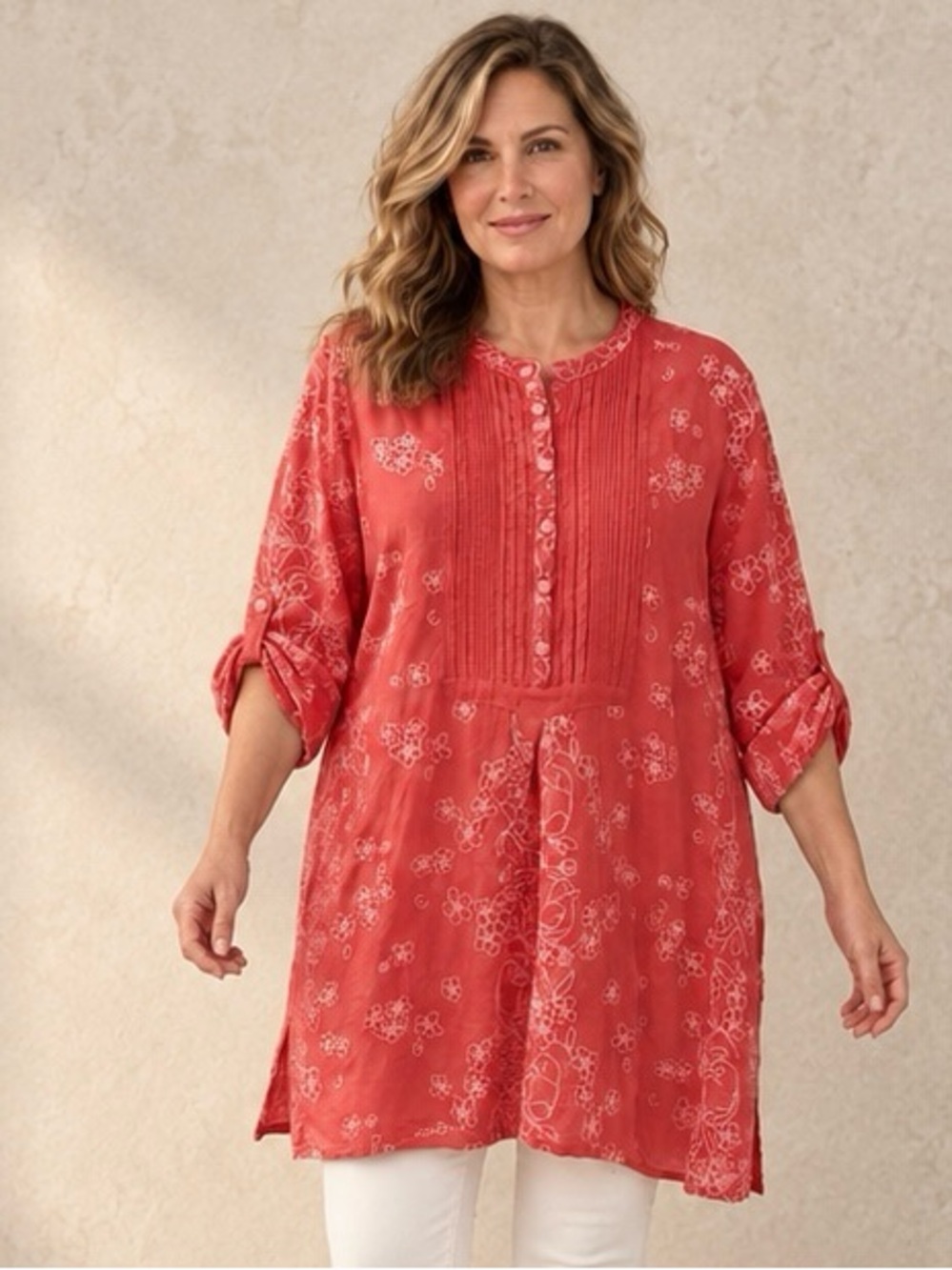 Johnny Was Birdie Marisol Tunic in Passion Fruit, XL/originally US$388
